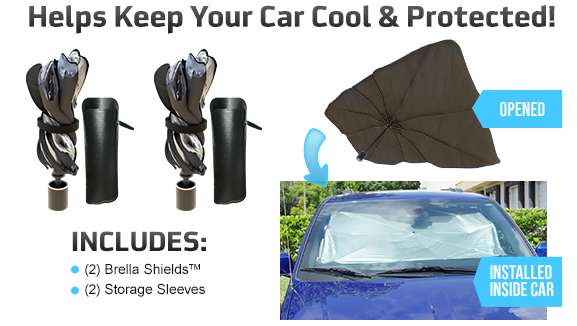 Brella Shield™ - Windshield Sunshade Pops Open Like An Umbrella To Keep ...